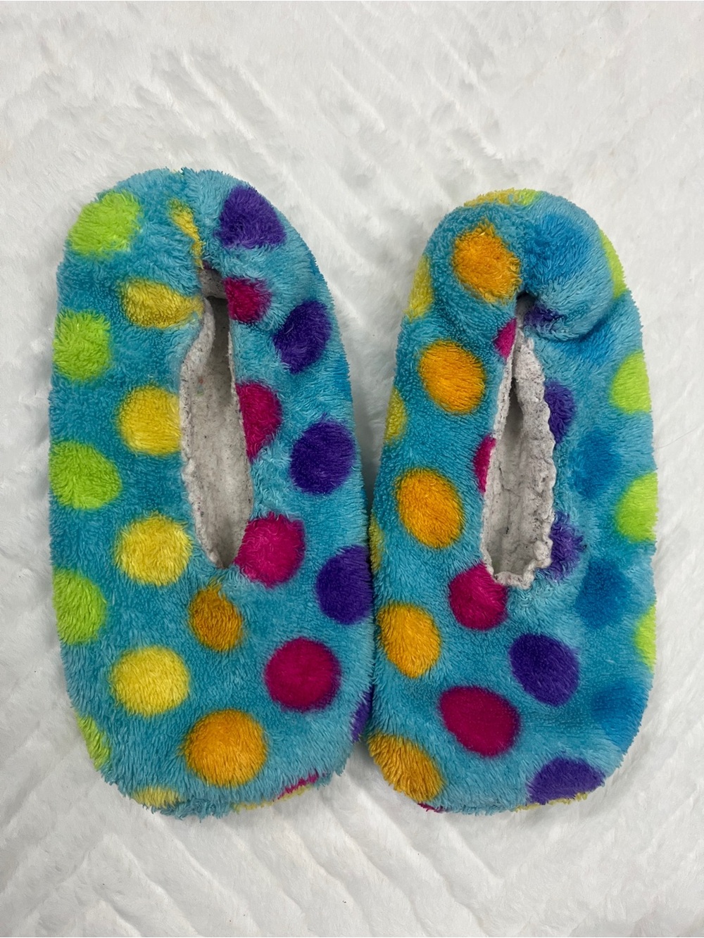 Toddler Slippers Socks Dots Blue Size 6 girl girls slipper nonslip grippers